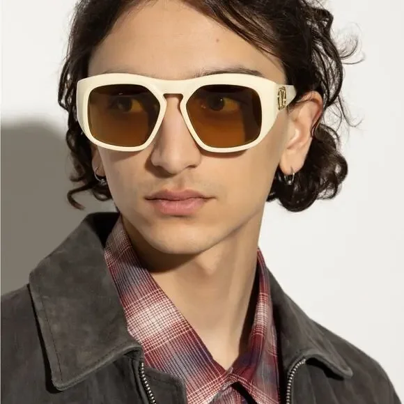 New! Valentino VLS 179C, Cream Sunglasses with Yellow Lenses, Authentic - Picture 5 of 6